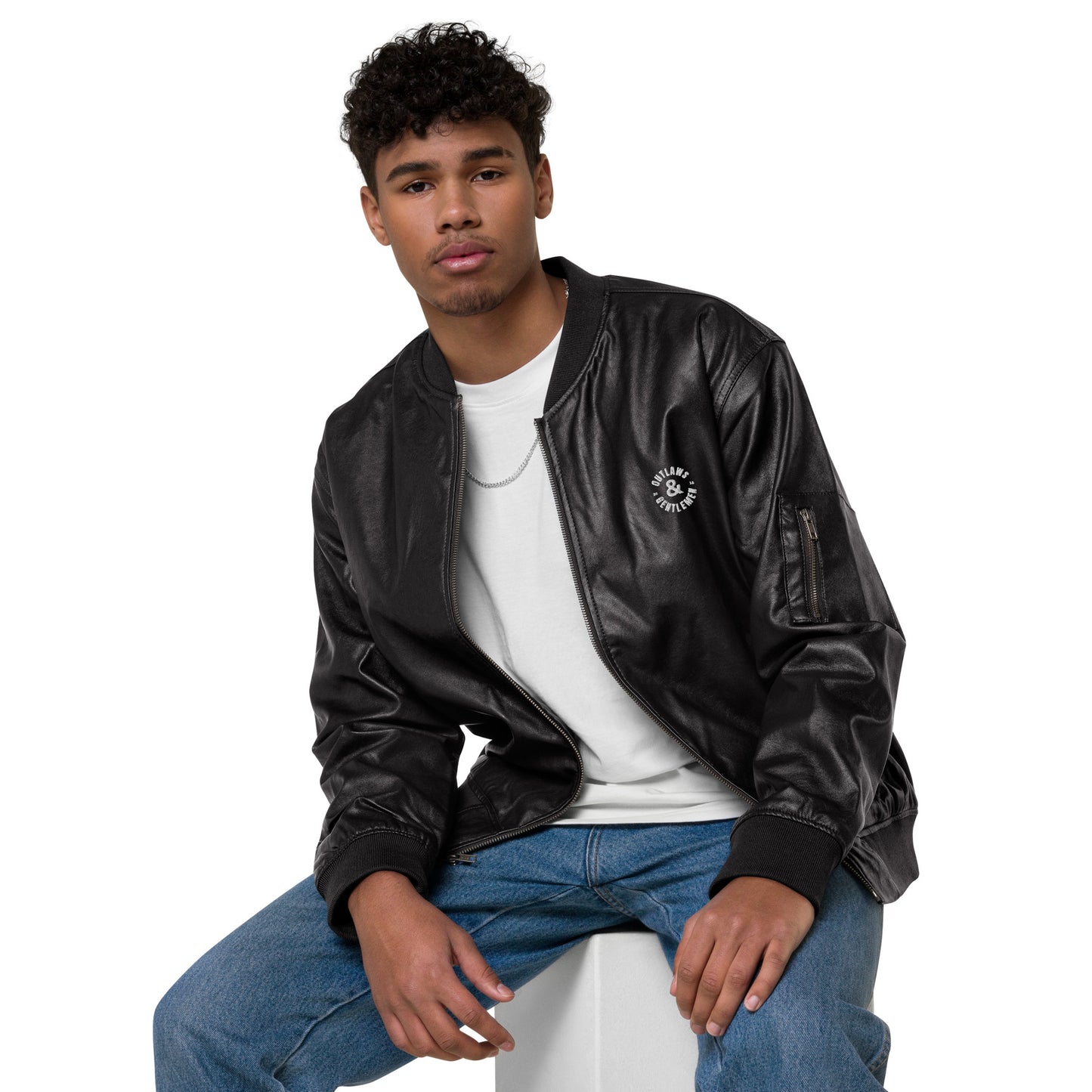 O&G Leather Bomber Jacket