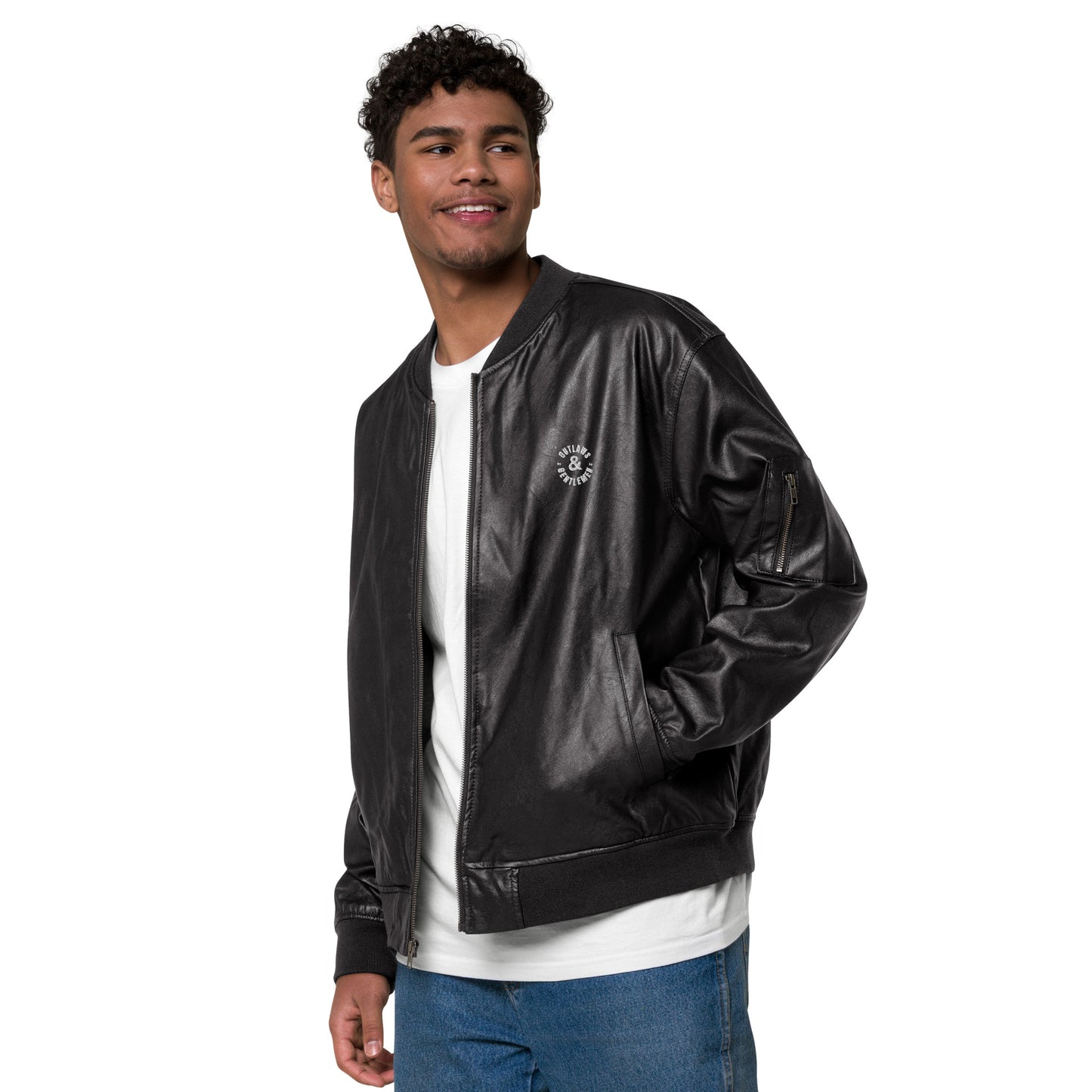 O&G Leather Bomber Jacket