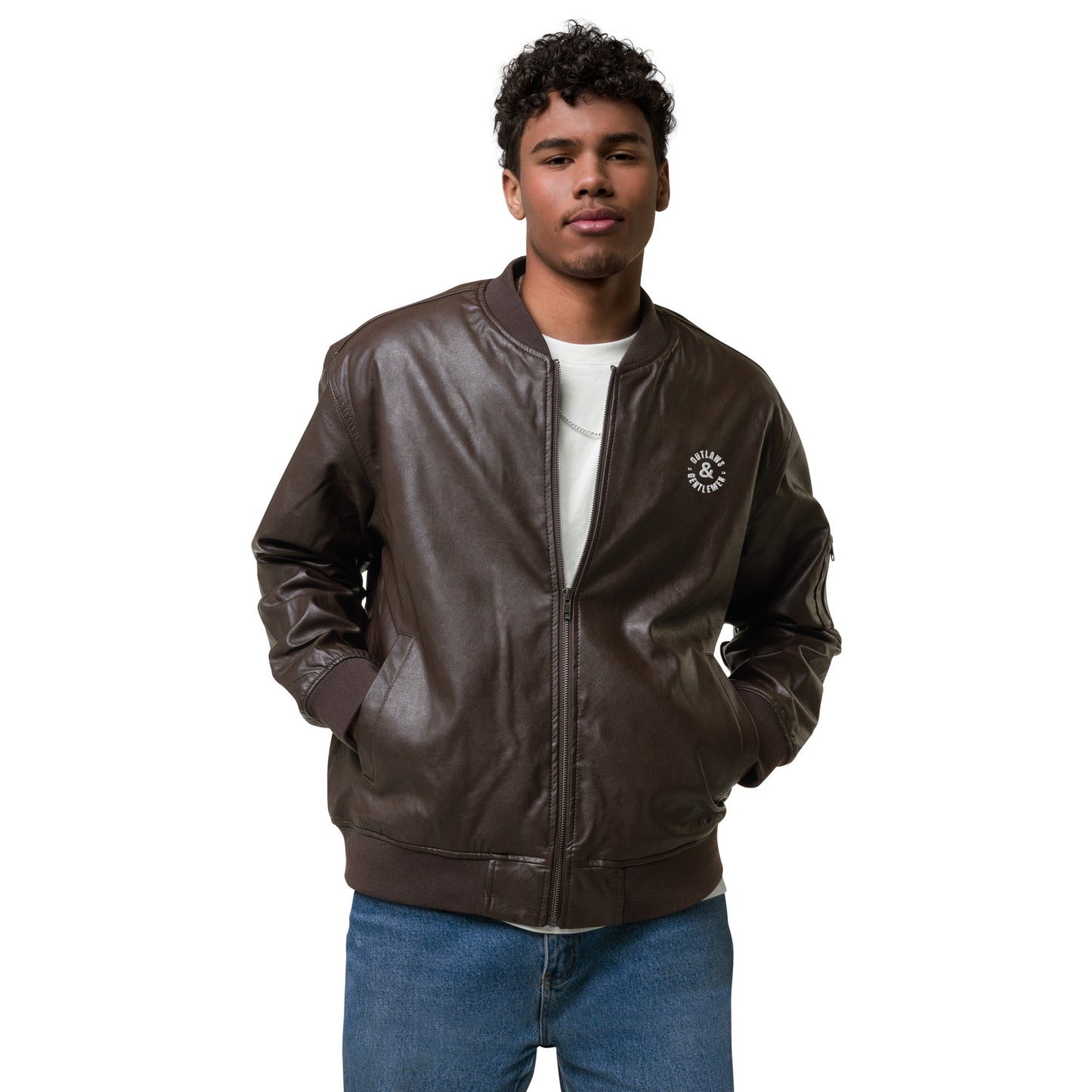 O&G Leather Bomber Jacket