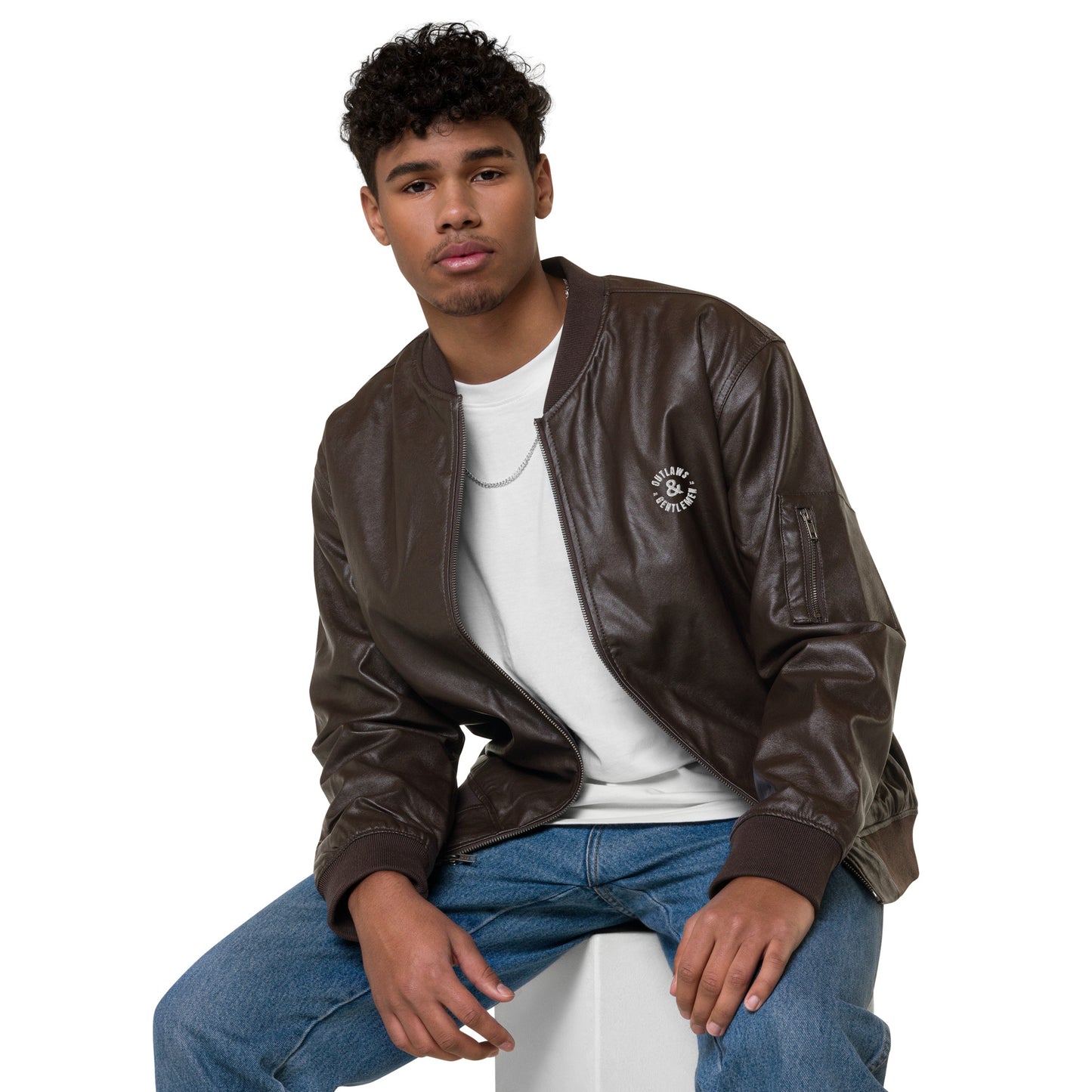 O&G Leather Bomber Jacket